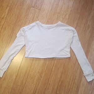 White Cropped Long Sleeve Top! - Size Medium - GOOD CONDITION
